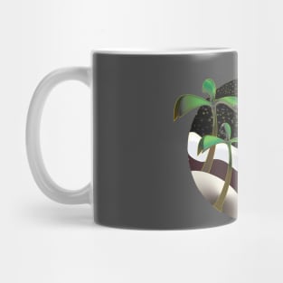 Night time Beach with Palm trees and three moons Mug